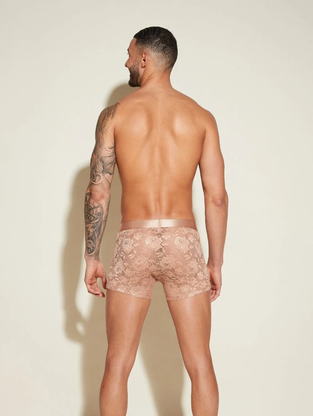 Cosabella Men's Lace Boxer Briefs in Blush Nude